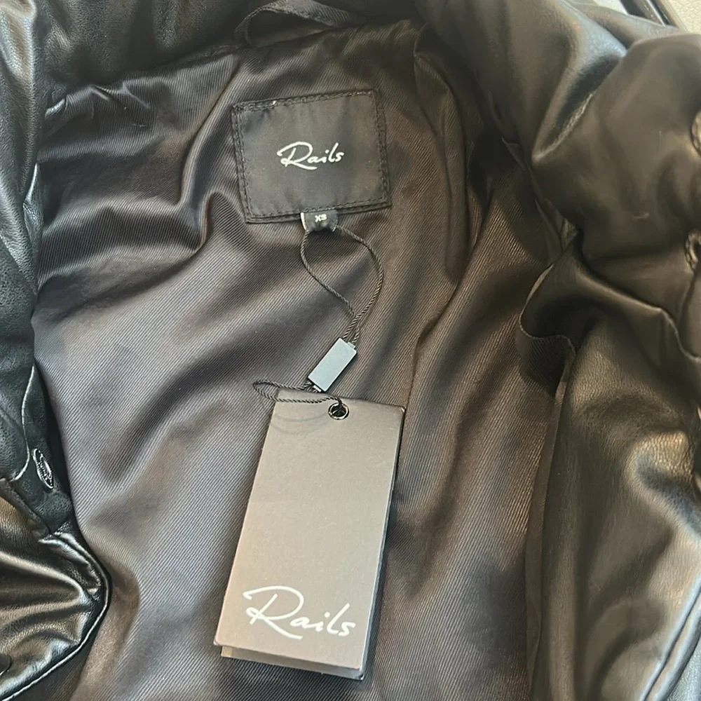 NWT Rails Otto Faux Leather Jacket in Black - Picture 14 of 16